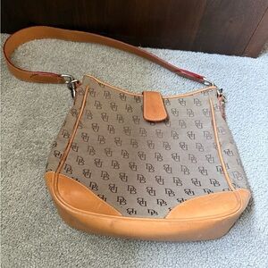 Dooney & Bourke Monogram Shoulder Bag in Tan and Brown